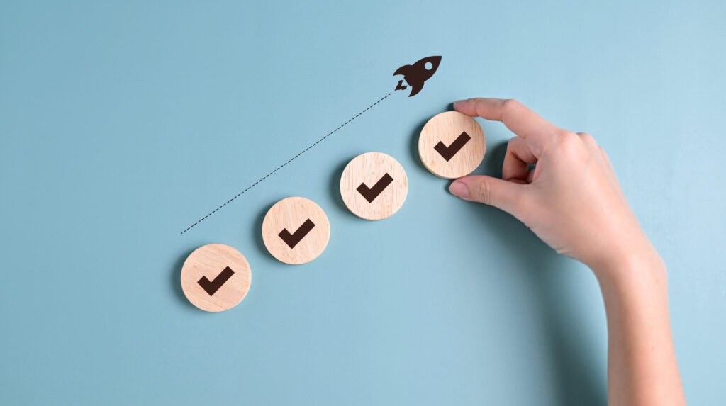 rocket icon on wooden on isolate background. rocket financial. rocket to moon